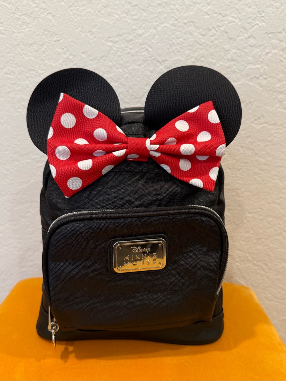 New Mini Black Backpack with Red Polka Dot Bow